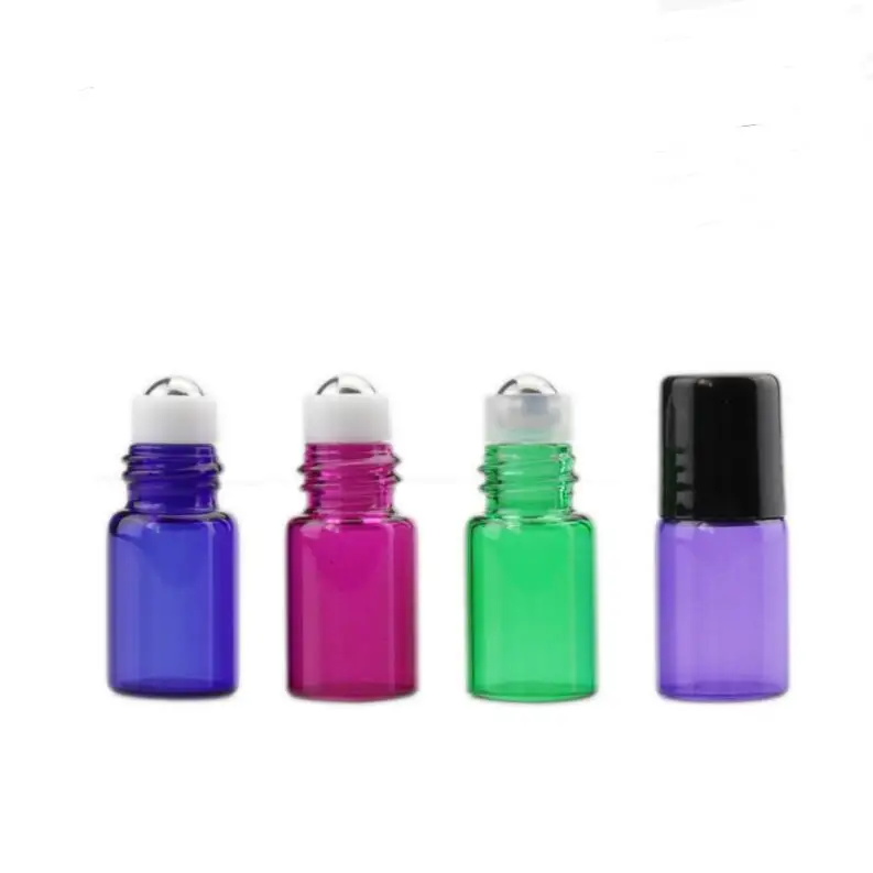 1 ml 2 ml Mini roll-on flessen lege essentiële olie roller hervulbare parfum deodorant container met zwart deksel LX3251