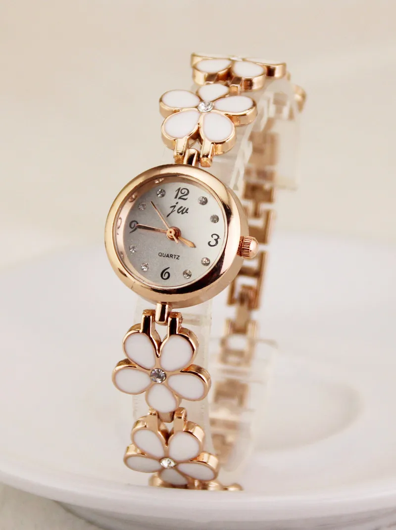 

2018 Fashion JW Casual Flower Quartz Watch Women Stainless Steel Ladies Gift Luxury Brand Bracelet Sweet Golden Relogio Feminino