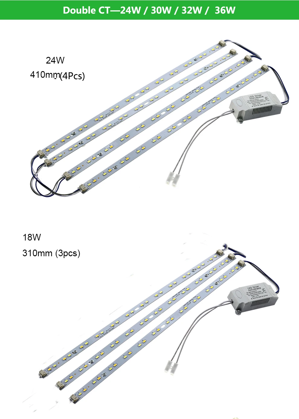 LED Tube Ceiling Light Module Source 32W 40W 24W 18W 5730 LED Bar Lamp Replacement 220V With Magnet Holder and Driver