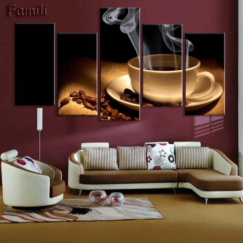 

Oil Paiting Printed Painting Picture coffee bean Canvas Wall Canvas Painting Unframed for Living Room HD Print Modern 5Panel