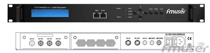FUTV4443B 4 in 1 Mux-Scrambling QAM Modulator(optional 4*ASI/Tuner in, 4*RF out)adapting CATV system