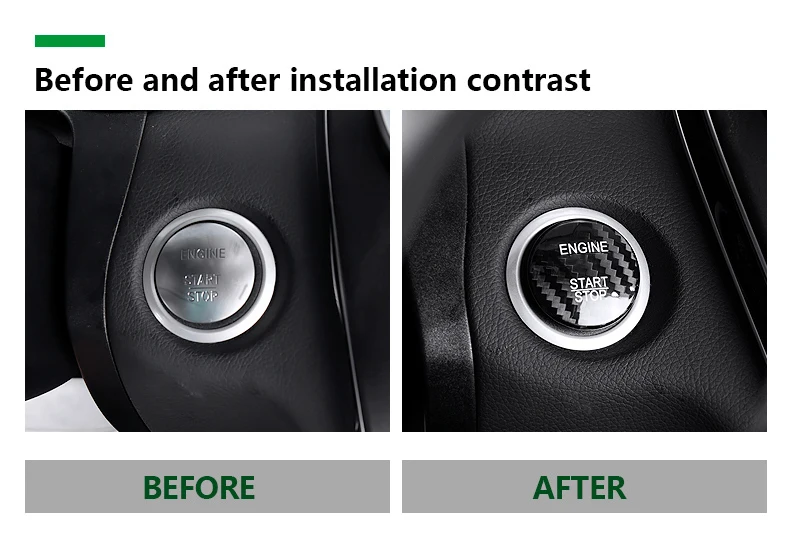 Real Hard Carbon Fiber Auto Motor Start Taste Trim Abdeckung Für Mercedes Benz C Klasse W205 W176 W246 C117 GLC X253 AMG ML GLE – Detail 2