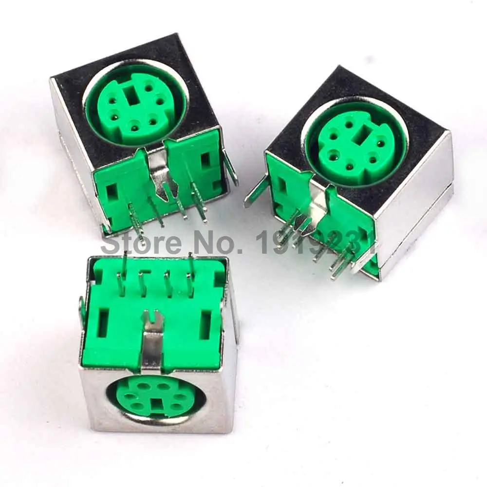 10PCS Green 6PIN for PS2 Keyboard / mouse socket /plug seat/jack 6Pin