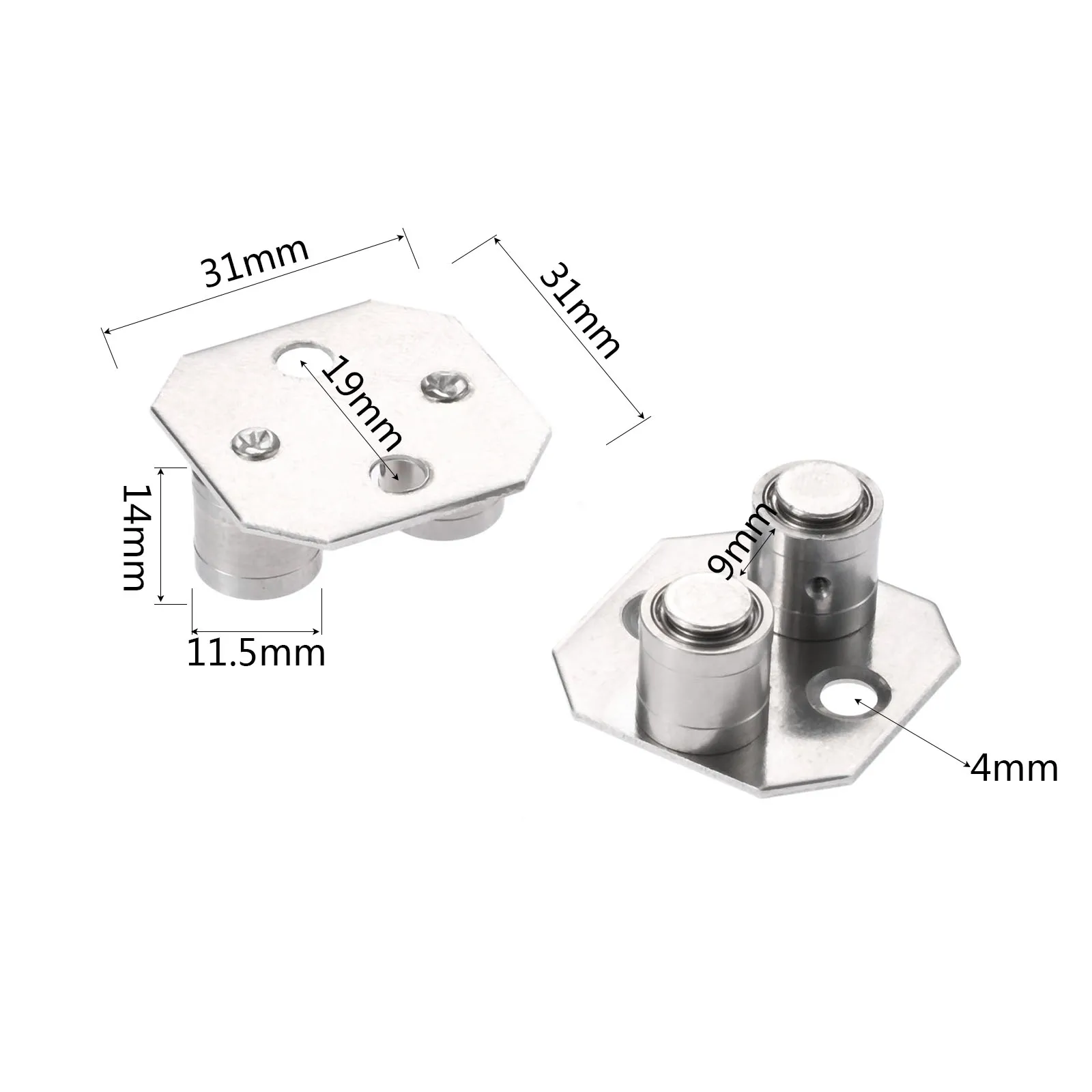 2Pcs Sliding Door Guide Locator Twin-shaft Retainer Hanging Pulley Rail Guide Locator Stainless Steel 31x31x14mm