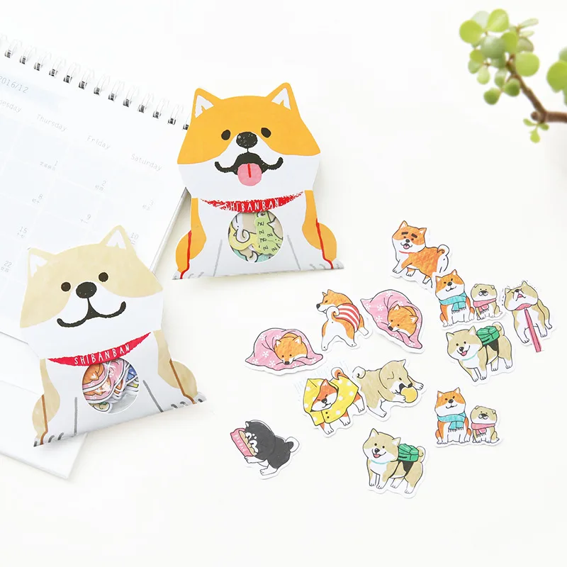 Etiquetas adhesivas decorativas de perro Shiba Akita Inu Husky, pegatinas de papelería, álbum de recortes, etiqueta de palo de diario DIY, 30