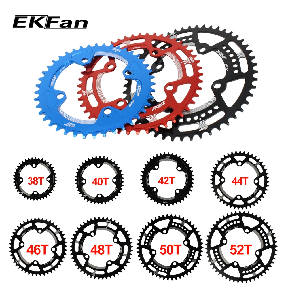 EKFan 38T/40T/42T/44T/46T/48T/50T/52T Round Cycle Chainwheel 7075-T6 MTB Bike Circle Crankset Plate104BCD