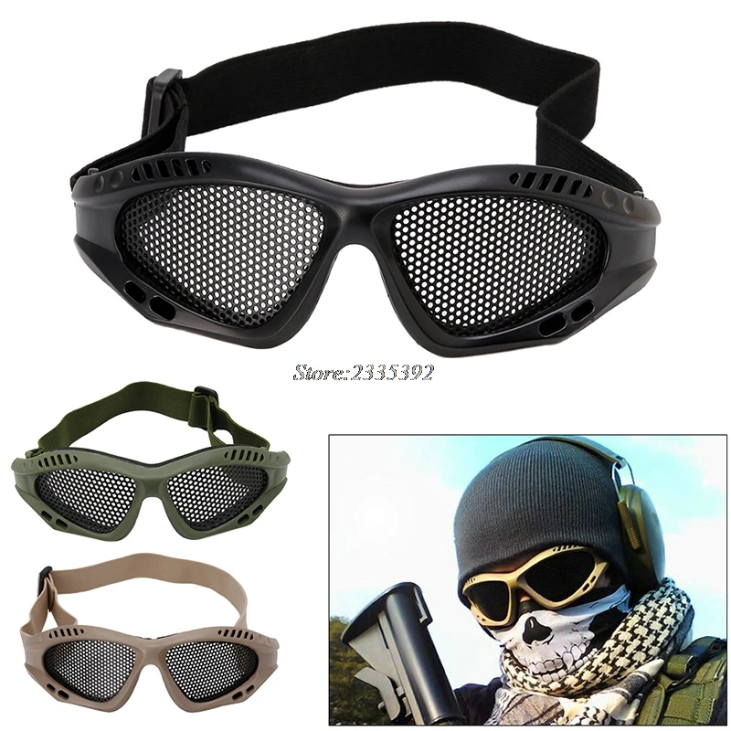 Outdoor Eye Protective Comfortable Airsoft Safety Tactical Glasses Goggles Anti Fog With Metal Mesh 3 Colors