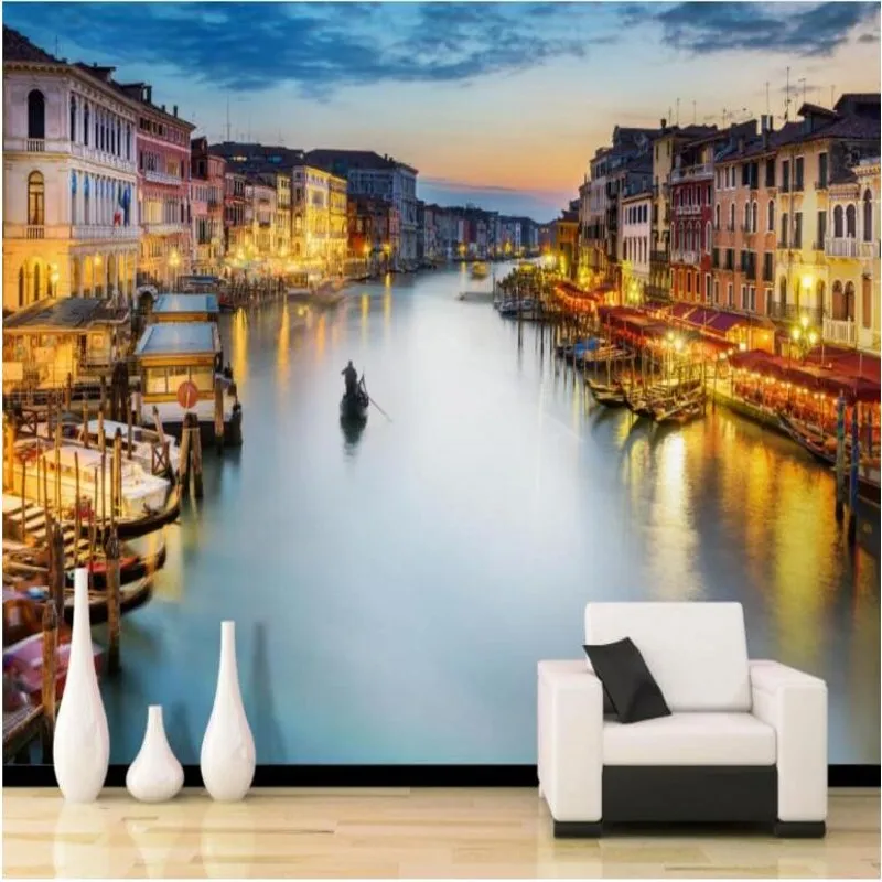 

wellyu Custom large - scale murals Venice Watertown HD dream backdrop non - woven wallpaper papel de parede para quarto