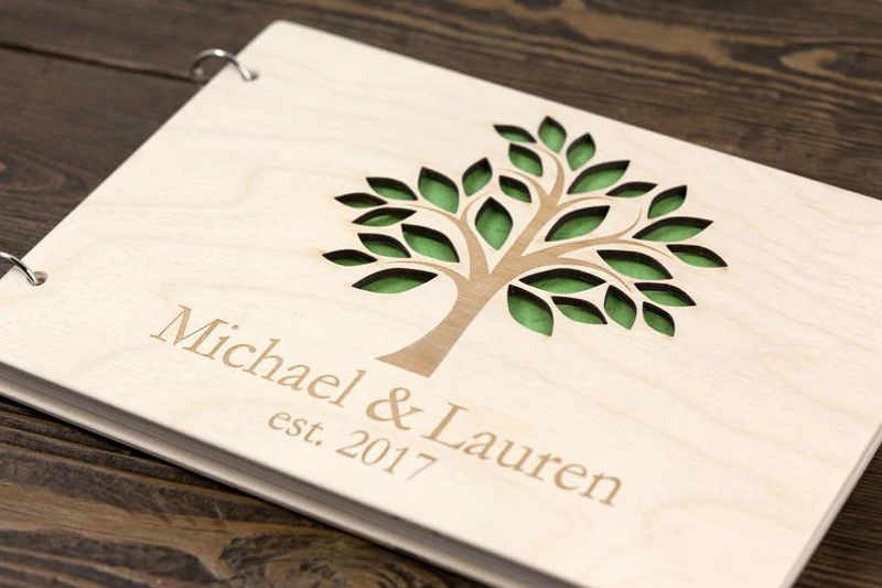 كتاب ضيوف الشجرة الخضراء، كتاب ضيوف شجرة العائلة، هدايا زفاف خشبية مخصصة للضيوف، هدايا الذكرى السنوية