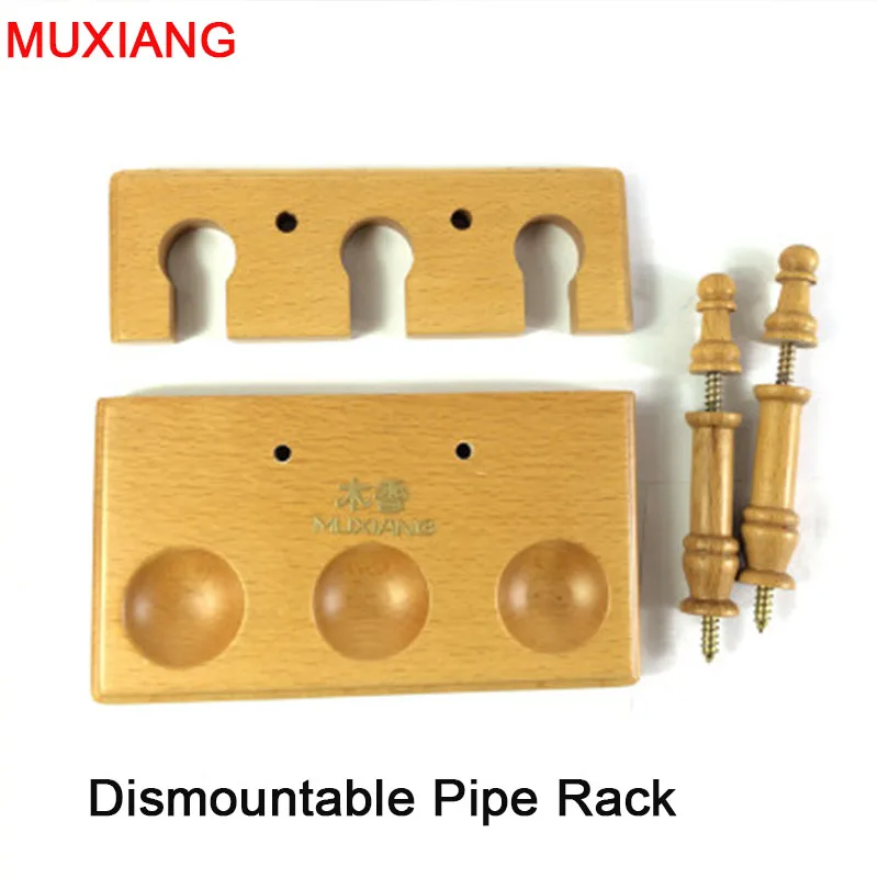 MUXIANG Smoking Tools Fittings Handmade Solid Wood Straight Line Vertical 3 Pipes Rack Portable Shelf For Tobacco Pipes fa0055