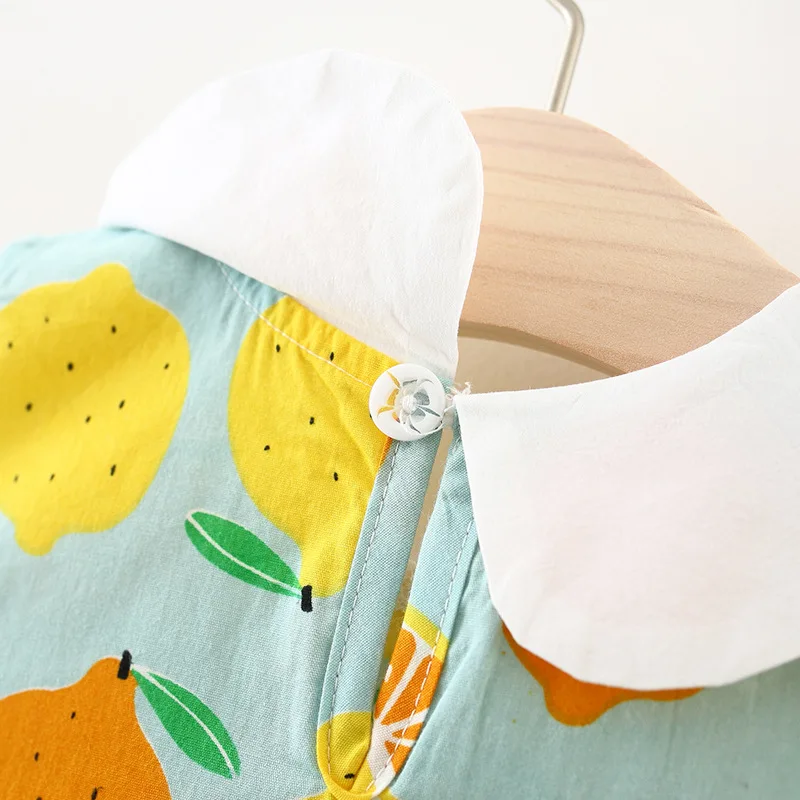 Summer Baby Girls Dresses Children Clothing Sleeveless Lemon Princess Dress with Hat First Birthday Girl Party Clothes A284 - view 5