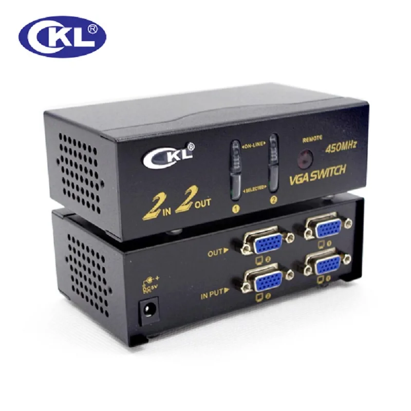 CKL High-end VGA Beralih Splitter 2x2 2x4 4x4 dengan Audio 2048*1536 450 wih MHz untuk PC Monitor Projector TV IR Remote Kontrol RS232