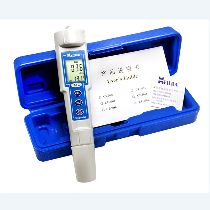 0~19.99mS/cm Waterproof Digital Conductivity Meter LCD Pool Laboratory Factory Industry Water Cond Monitor mS/cm Temp Tester