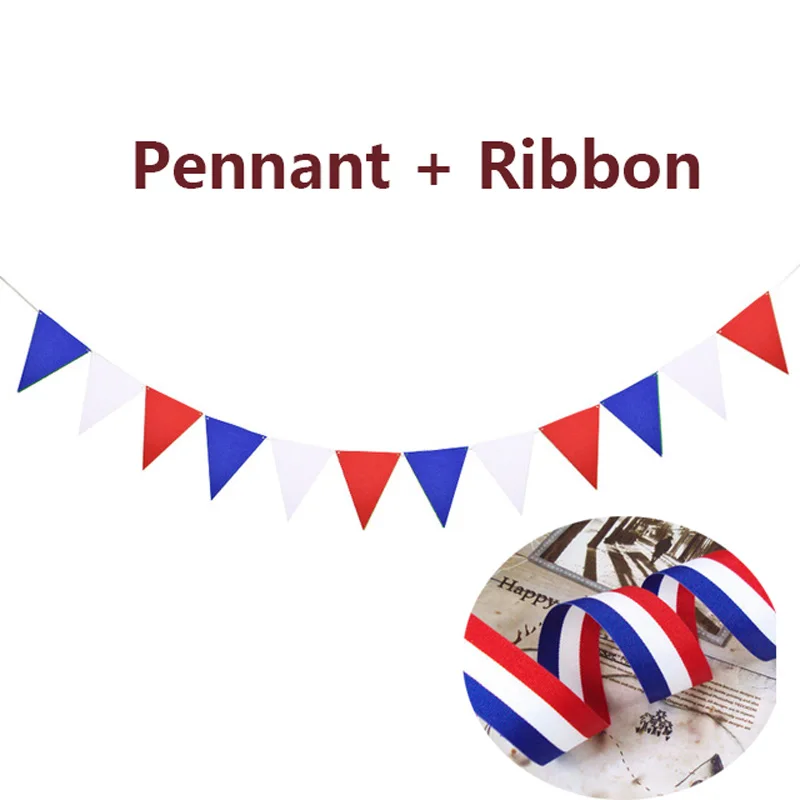 France Flag Print Pennant Bunting+Width 25mm Red White Blue Stripe webbing Grosgrain gift wrap ribbon Clothing Accessories