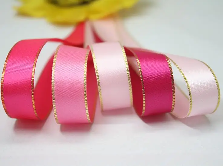 

Golden brim ribbon wedding party DIY favor boxes accessories streamers gift wrap packing ribbon decors 100 yard/roll 35colors