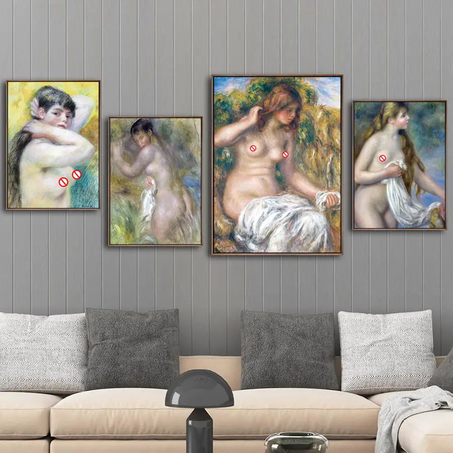 Home Decoration Print Canvas Art Wall Pictures Poster Canvas Printings Paintings French Pierre-Auguste Renoi Naked Woman