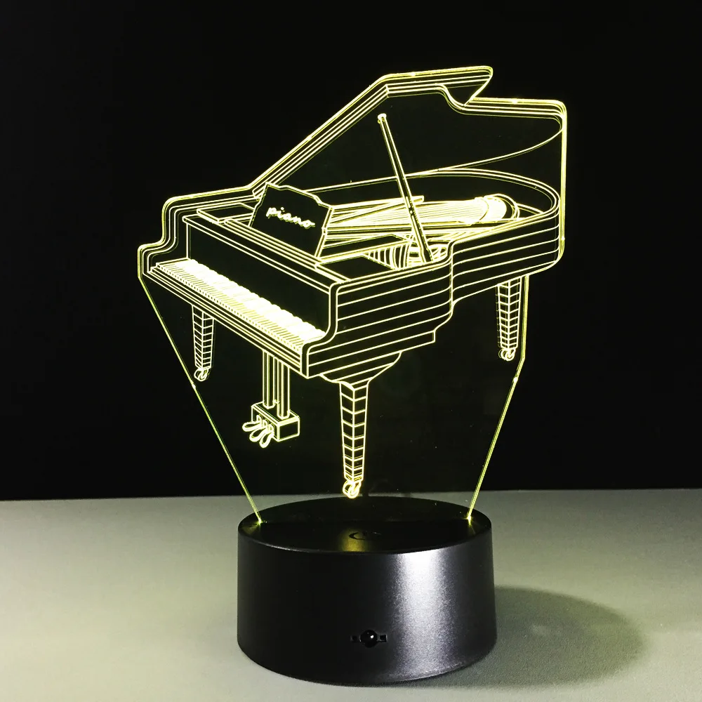 3D Piano Light Table Kids Lamp 7 Colors Changing Effect Decorative Bedroom Lights Touch USB 3AA Battery Light Music Fan's Gift