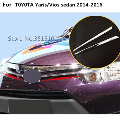 Imagen 2 del producto Cubierta de coche embellecedor medio ABS cromado rejilla frontal de carreras moldura de rejilla marco de palo para Toyota Vios/Yaris Sedan 2014 2015 2016