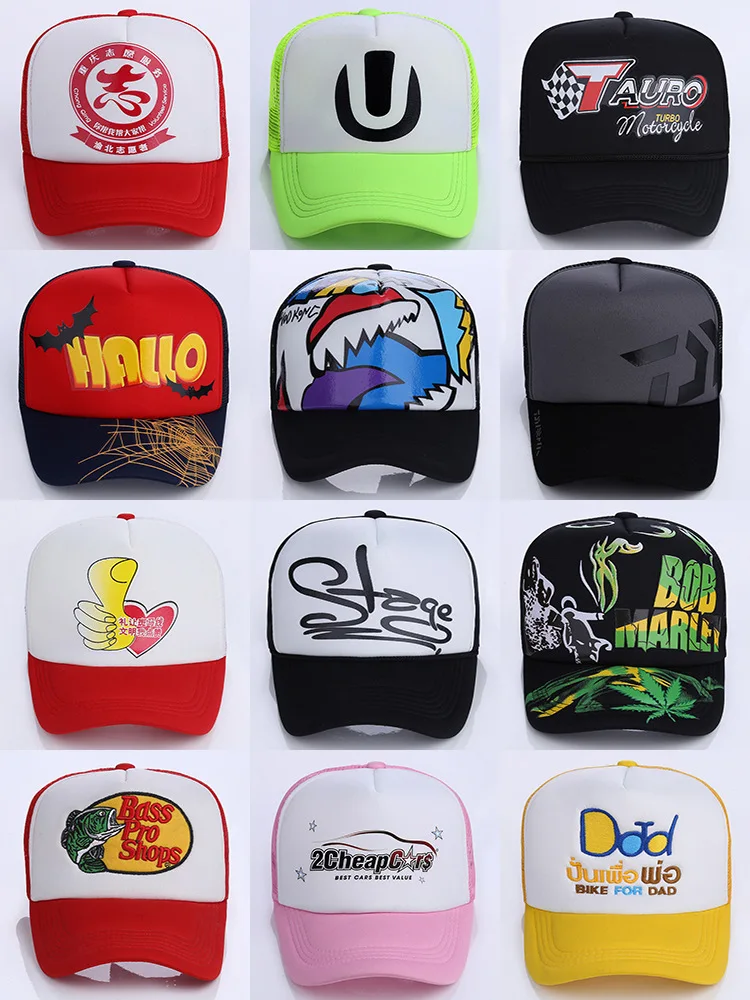 Accept 1 Piece DIY OEM Custom LOGO  100% Polyester Men Women Baseball Cap Mesh Snapback Print Logo Trucker Hat