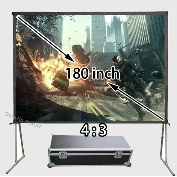 Professional Factory Quality HD Projection Screen 180 inch 4:3 Front Matt White Screens With Strong Floor Stand Support 3D 4K