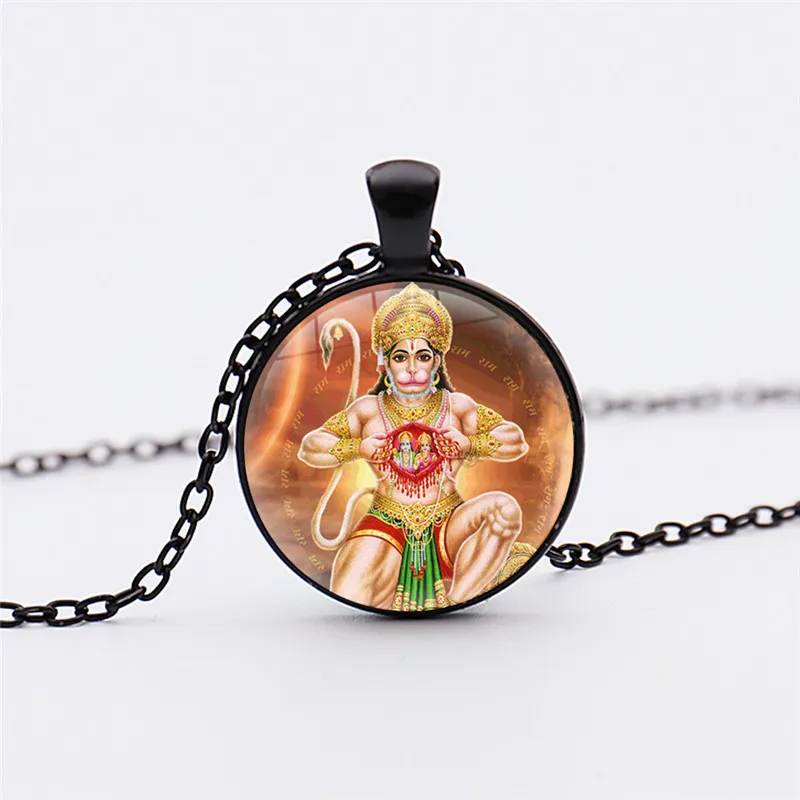 Hot Fashion Hindu Pendant Art Hanuman Indian Keychain Spiritual Pendant Silver Plated Cute Keychain Hinduism Necklace Jewelry