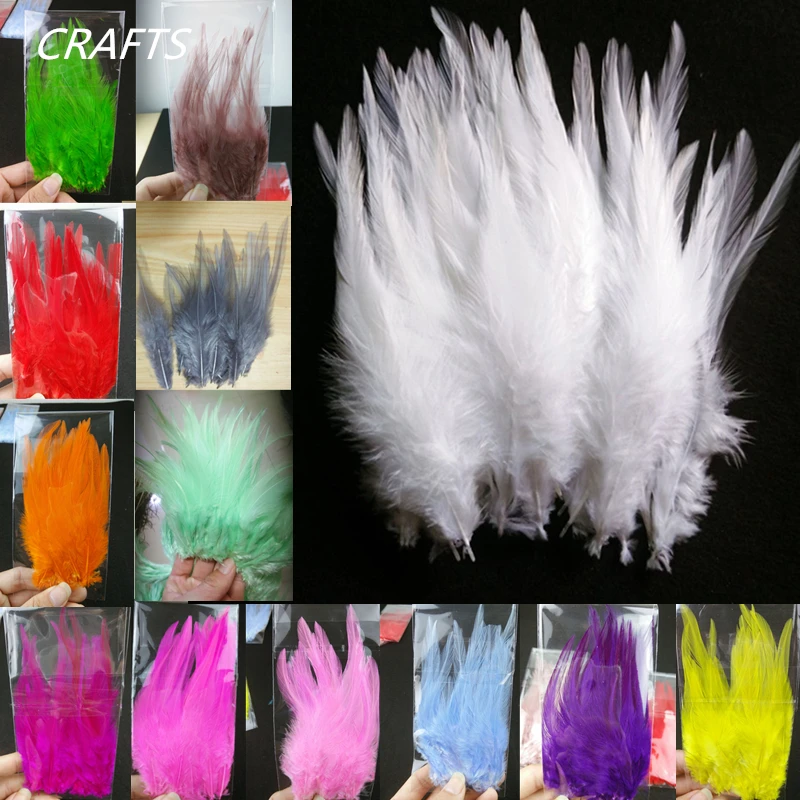 17 colors! High quality white and stained 20 pc rooster feathers, 4-6 