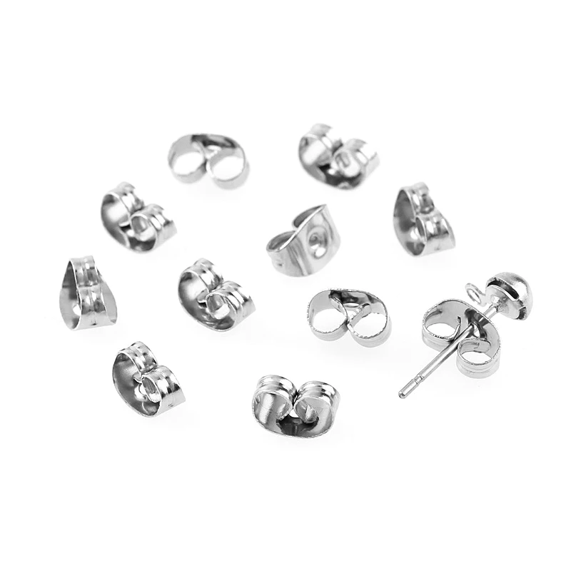 300 sztuk/partia 6*4mm kolczyki ze stali nierdzewnej korki akcesoria do wyrobu biżuterii zatyczki do uszu ze stali nierdzewnej blokowane hurtowo