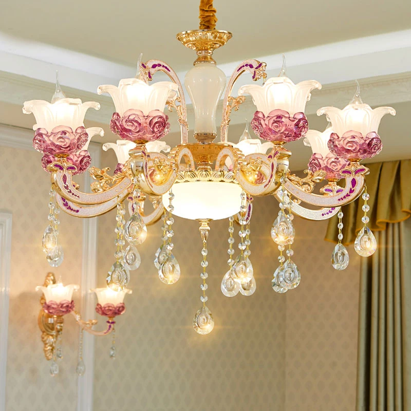 

Modern Ceiling Chandelier Crystal Romantic Dining Room Lights Hanging Pendant Contemporary Chandeliers for Bedroom Lamp Foyer