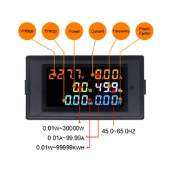 Digital AC40.0-300.0V 0.01-100A Voltmeter Ammeter Power Energy Frequency PF Meter With Coil Volt Amp Meter Monitor HD Screen