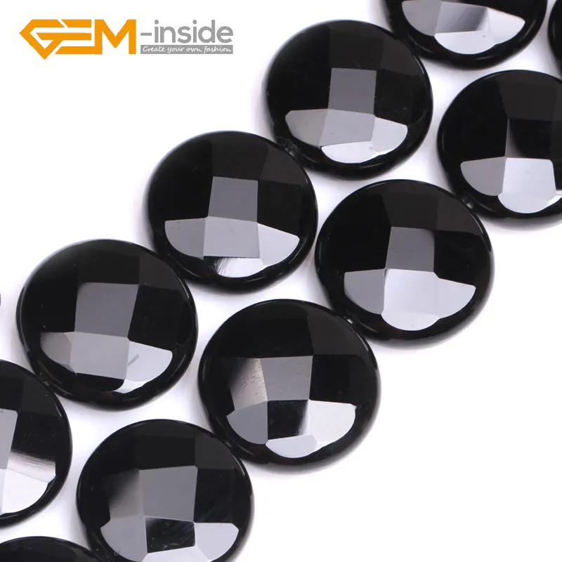 Coin Shape Black Agates Natural Stone Beads DIY Loose Beads For Jewelry Making Bead Strand 15 Inches Wholesale ! Free Shipping