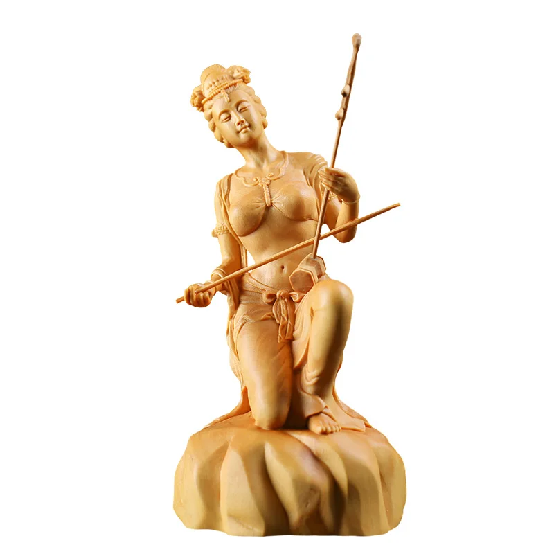 Orient-Classical Beauty with Erhu: A Timeless Wood Craft Statue, Refined Home Decor