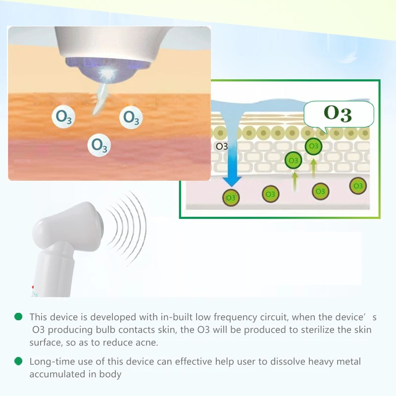 การฆ่าเชื้อด้วยออกซิเจน Facial Beauty Massager โอโซนทำความสะอาดกำจัดสิวต่อต้านริ้วรอย O3 Face Rejuvenation เครื่อง