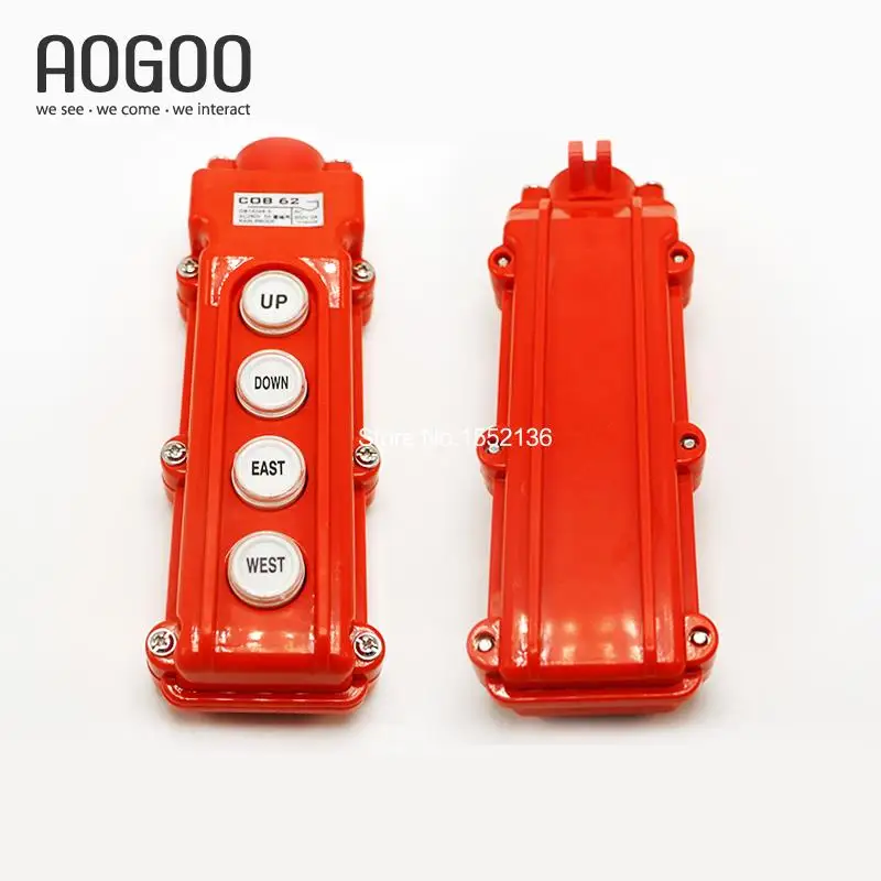 Waterproof Hoist Crane 4Ways UP/DOWN/EAST/WEST Directions Remote Control COB-62 Pushbutton Swtich   Pendant Control Station