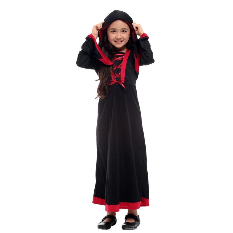 키즈 소녀 고딕 뱀파이어 의상 새해 할로윈 크리스마스 카니발 부활절 COS 멋진 드레스 어린이 마녀 코스프레 옷