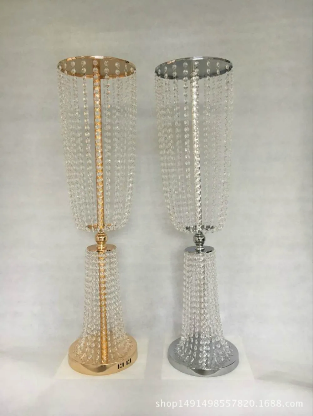 Wedding Decoration Crystal Table Centerpieces Metal Flower Stand Gold Silver Vase 62cm 80cm 102cm Tall 10 pcs/lot