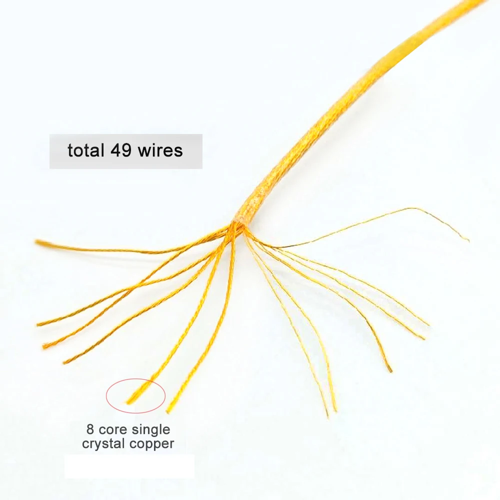 OKCSC MMCX كابل 8 النوى واحد الكريستال النحاس الذهب مطلي تحديث كابل 2Pin موصل 2.5/3.5/4.4 مللي متر متوازن المكونات ل SE215