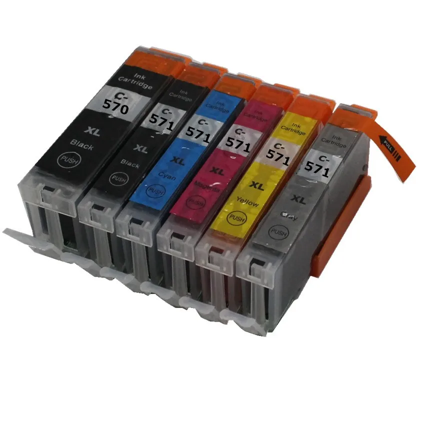 6 color PGI 570 CLI 571 PGI-570BK compatible ink cartridge for canon PIXMA MG7750 MG7751 MG7752 MG7753 TS8050 TS8051 printer