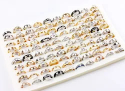 QianBei 30Pcs/Lot Womens Zirconia 316L Stainless Steel Rings Engagement Finger Jewelry Free Shippinng