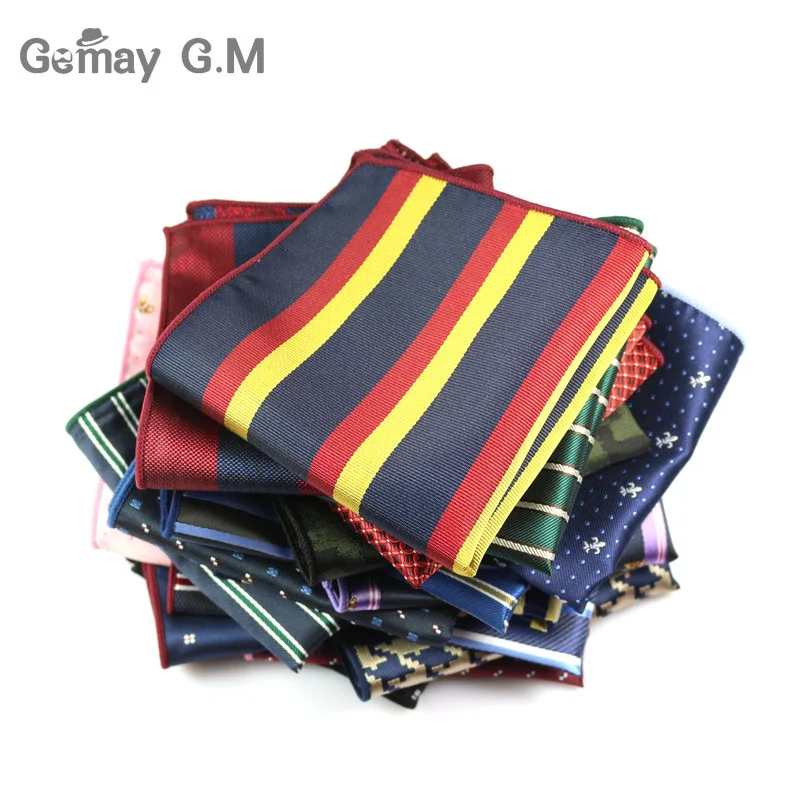 Men's Suits Polyester Handkerchiefs Woven Floral Pocket Square Hankies Chest Towel Formal Striped Wedding Pockets Square Hanky