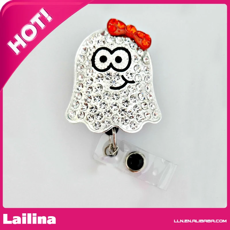 

Adorable Halloween Ghost ID reel Badge holder~Gorgeous Ultimate Bling Badge