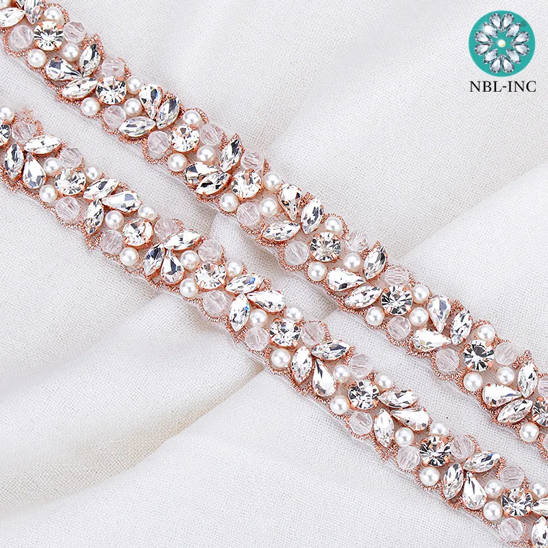 10 yards bridal beaded silver gold rhinestone appliques trim iron on for wedding dresses belt WDD0920