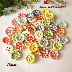 100pcs / 72pcs 15mm / 13mm / 11mm 4 holes mixed color Polka dot wood decorative buttons kid's scrapbook craft sewing supplies