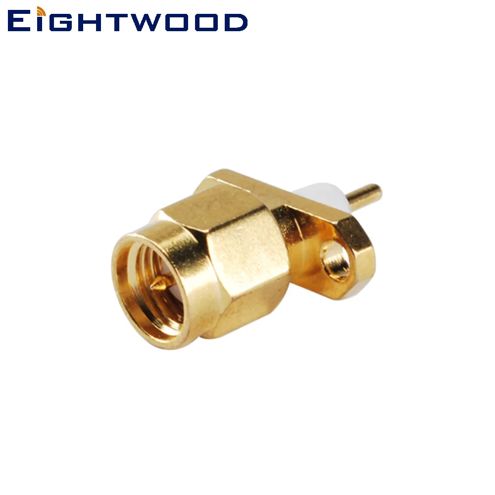 Eightwood 5PCS SMA Plug Male RF Coaxial Connector Adapter 2 Hole Panel Mount with Short Dielectric and Solder Post for Antenna