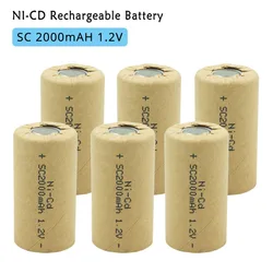 SC Sub C 2000mAh Ni CD 1.2V Rechargeable NI-CD Battery High Discharge Rate 10C for Flashlight Headlamp Power Tools Battery