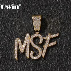 UWIN New Hiphop Custom Name Cursive Writing Initial Letters Pendant Necklace Words Full Iced Cubic Zirconia Jewelry Chain