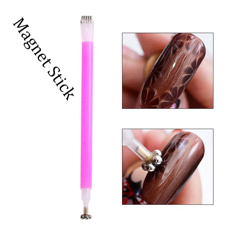 1Pc Double ended Cat Eye Magnet Pen magic Stick Flower Stripe Grid per Magnetic UV Gel Manicure Beauty strumenti per Nail Art fai da te