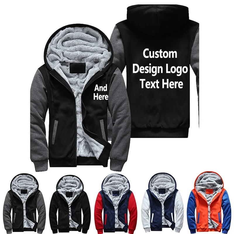 Dropshipping USA Plus EU America Size logo Men's Women's Printing Pattern Thicken Fleece Zipper Hoodies Sweatshirts Coat Jacket