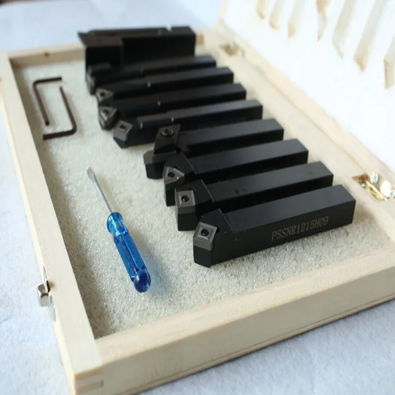 12mm*12mm / 9 Pieces Indexable, Hard Alloy Turning Tool, Lathe Tool Kits Cutter, Cutting Tools With Wooden Case