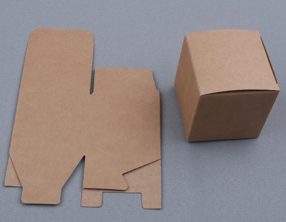 350gsm Kraft paperboard packaging box easy assembled 60x60x60mm handmade gift packing box for candy 50pcs lot