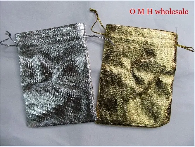 

OMH wholesale 50pcs 10x12cm Gold & silver mixed nice chinese silk cloth Gift bags packing Gift Pouch BZ06